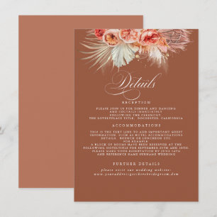 Tarjeta De Recepción Detalles del Boda de óxido de terracota de pampas