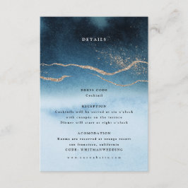 Tarjeta De Recepción Detalles del Boda de paisajes de color azul noctur