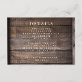 Tarjeta De Recepción Detalles del Boda de pallet de madera rústica
