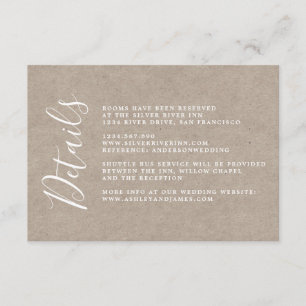 Tarjeta De Recepción Detalles del Boda de papel Kraft para caligrafía d