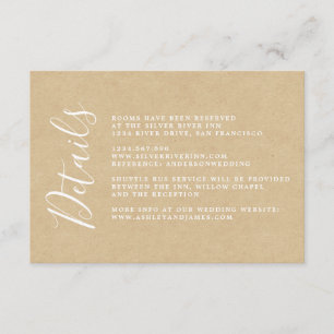 Tarjeta De Recepción Detalles del Boda de papel Kraft para caligrafía d