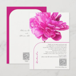 Tarjeta De Recepción Detalles del Boda de Peony Rosa Brillante