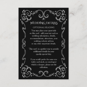 Tarjeta De Recepción Detalles del Boda de pergamino gótico Halloween Sp