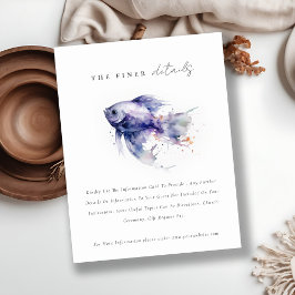 Tarjeta De Recepción Detalles del Boda de Pescado Costero Lilac Waterco