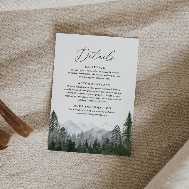 Tarjeta De Recepción Detalles del Boda de pino de montaña rusa (Subido por el creador)