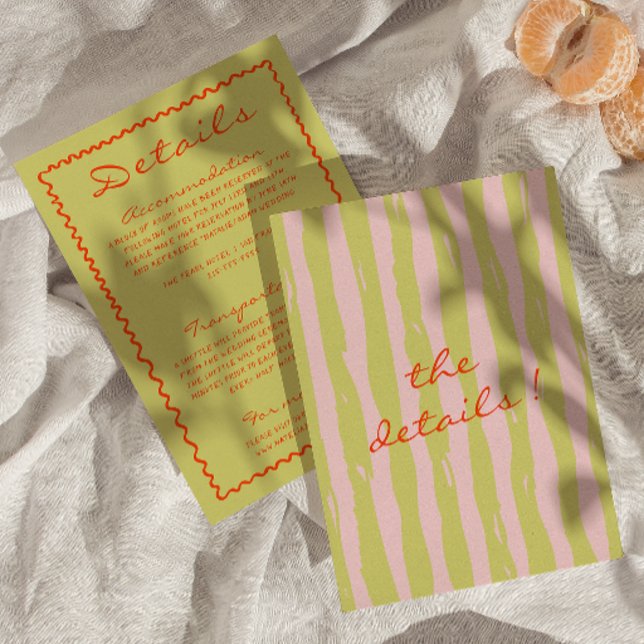 Tarjeta De Recepción Detalles del Boda de Pinstripes Escritos a Mano Co (Subido por el creador)