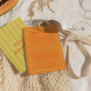 Tarjeta De Recepción Detalles del Boda de Pinstripes Escritos a Mano Co