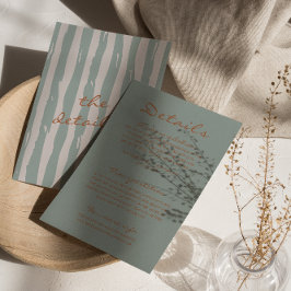 Tarjeta De Recepción Detalles del Boda de Pinstripes Escritos de Mano d