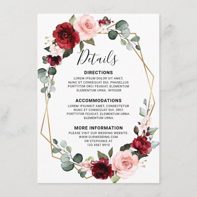 Tarjeta De Recepción Detalles del Boda de pizarra azul turbia (Anverso)