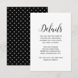 Tarjeta De Recepción Detalles del Boda de puntos blancos y negros de mo