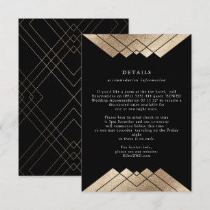 Tarjeta De Recepción Detalles del Boda de Relieve metalizado dorado neg