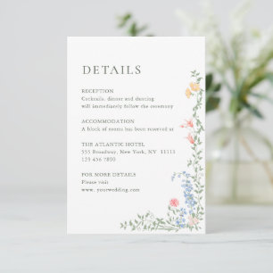 Tarjeta De Recepción Detalles del Boda de Rosas franceses Meadow Pastel
