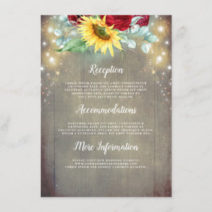 Tarjeta De Recepción Detalles del Boda de rosas rojas y girasoles de Bo
