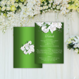 Tarjeta De Recepción Detalles del Boda de Rosas verdes y vintage esmera