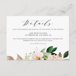 Tarjeta De Recepción Detalles del Boda de Rubor Pink Magnolias e Hydran