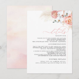 Tarjeta De Recepción Detalles del Boda de Rubor rosa graso Pampas