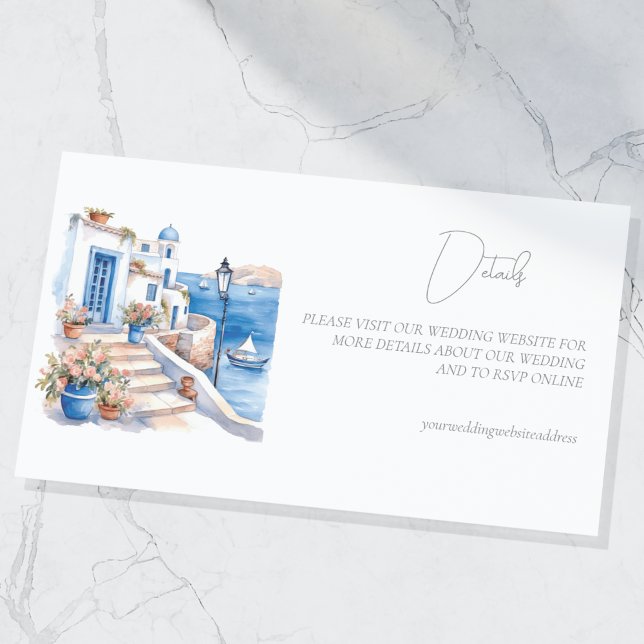 Tarjeta De Recepción Detalles del Boda de Santorini Grecia (Subido por el creador)