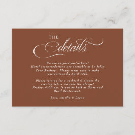 Tarjeta De Recepción Detalles del Boda de script