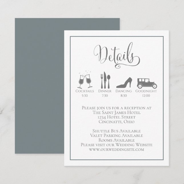 Tarjeta De Recepción Detalles del Boda de script de caligrafía simple (Anverso / Reverso)