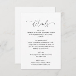 Tarjeta De Recepción Detalles del Boda de script mínimo simple