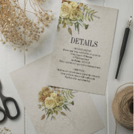 Tarjeta De Recepción Detalles del Boda de Shabby Chic Cream y Rosas de 
