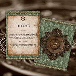 Tarjeta De Recepción Detalles del Boda de Steampunk Elegance Victoriano