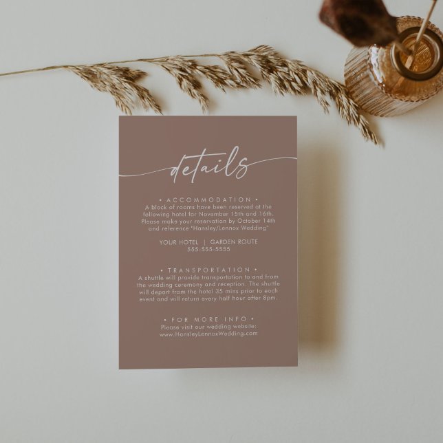 Tarjeta De Recepción Detalles del Boda de Taupe Neutral de la Moda Boho (Subido por el creador)