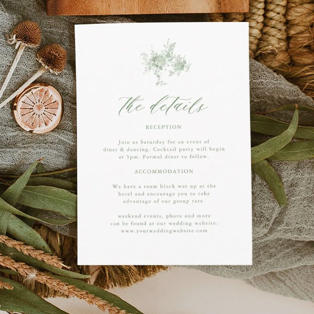 Tarjeta De Recepción Detalles del Boda de tela verde Sage victoriano (Subido por el creador)