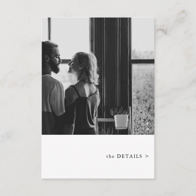 Tarjeta De Recepción Detalles del Boda de temas de fotografía simple (Anverso)