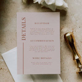 Tarjeta De Recepción Detalles del Boda de Terracota de Línea Limpia