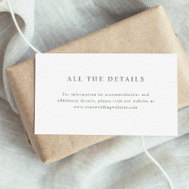 Tarjeta De Recepción Detalles del Boda de texto elegante verde blanco y