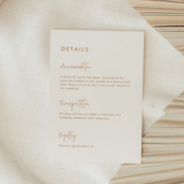 Tarjeta De Recepción Detalles del Boda de tierra Minimalista moderna