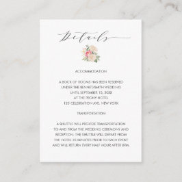 Tarjeta De Recepción Detalles del boda de tipografía de moda Peony Gold