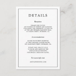 Tarjeta De Recepción Detalles del Boda de tipografía mínima en blanco y