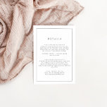Tarjeta De Recepción Detalles del Boda de tipografía plateada minimalis<br><div class="desc">Esta minimalista tarjeta de gabinete de detalles bodas de tipografía plateada es perfecta para un simple boda. El moderno diseño romántico presenta una tipografía clásica en blanco y gris plateado. Personalizable de cualquier color. Mantenga el diseño simple y elegante, tal como está, o lo personaliza añadiendo sus propios gráficos y...</div>