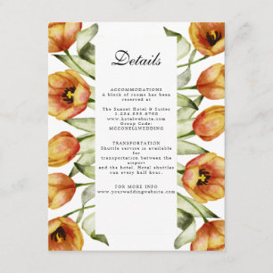 Tarjeta De Recepción detalles del boda de tulipanes de naranja de acuar