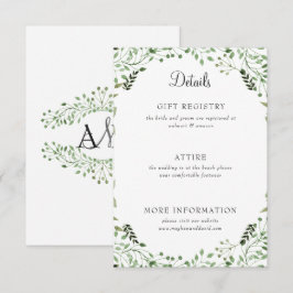 Tarjeta De Recepción Detalles del Boda de vegetación elegante y simple