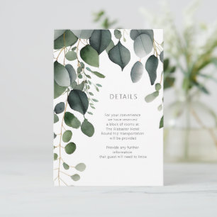 Tarjeta De Recepción Detalles del Boda de vegetación y eucalipto