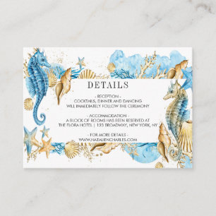 Tarjeta De Recepción Detalles del Boda de verano "Bajo el Mar Azul Oro"