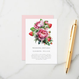 Tarjeta De Recepción Detalles del Boda de verano de fresa y peonies