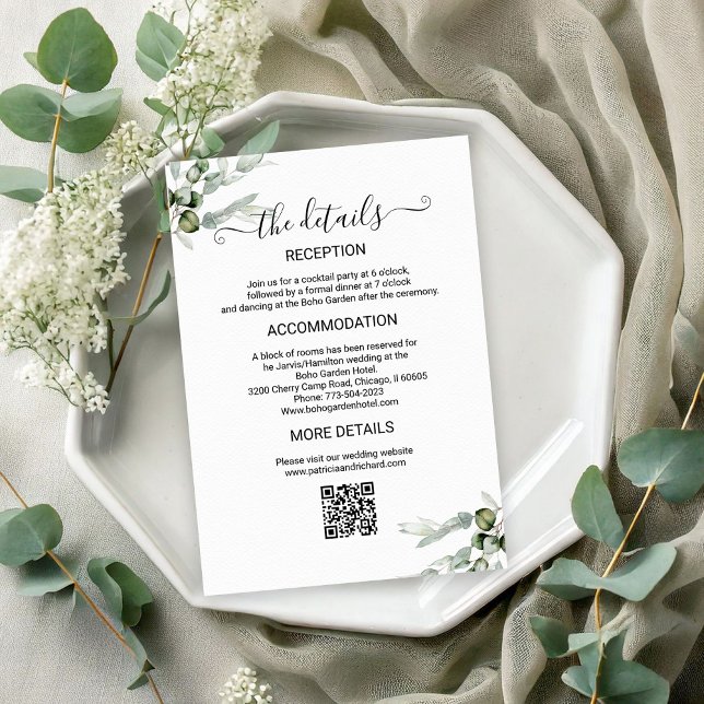 Tarjeta De Recepción Detalles del Boda de verde (Subido por el creador)