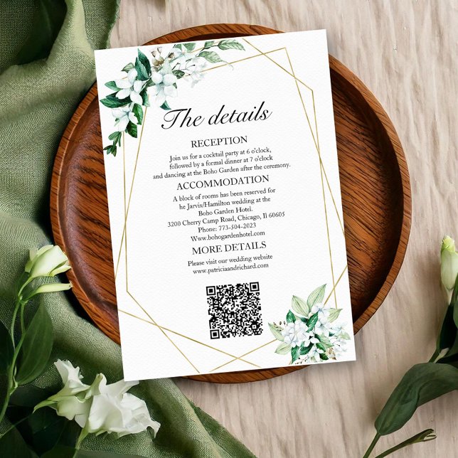Tarjeta De Recepción Detalles del Boda de verde QR (Subido por el creador)