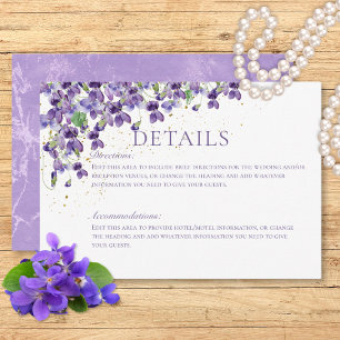 Tarjeta De Recepción Detalles del Boda de violetas de color de agua púr