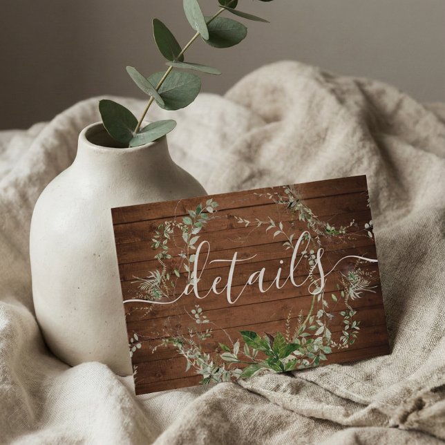 Tarjeta De Recepción Detalles del Boda de Wood Rustic Greeneration (Subido por el creador)