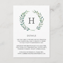 Tarjeta De Recepción Detalles del Boda de Wreath sobre la vegetación de