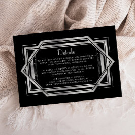 Tarjeta De Recepción Detalles del Boda Deco Black Silver de la época de