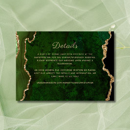 Tarjeta De Recepción Detalles del Boda del Agate Verde Oro