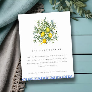 Tarjeta De Recepción Detalles del Boda del árbol de limón amarillo colo