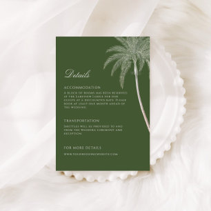 Tarjeta De Recepción Detalles del Boda del árbol de palmas de época