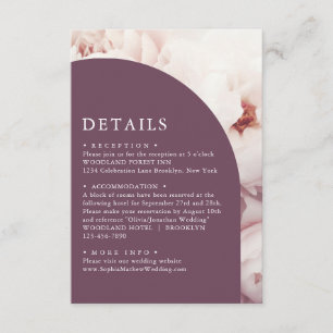 Tarjeta De Recepción Detalles del Boda del Arco Regal Purple Peonies